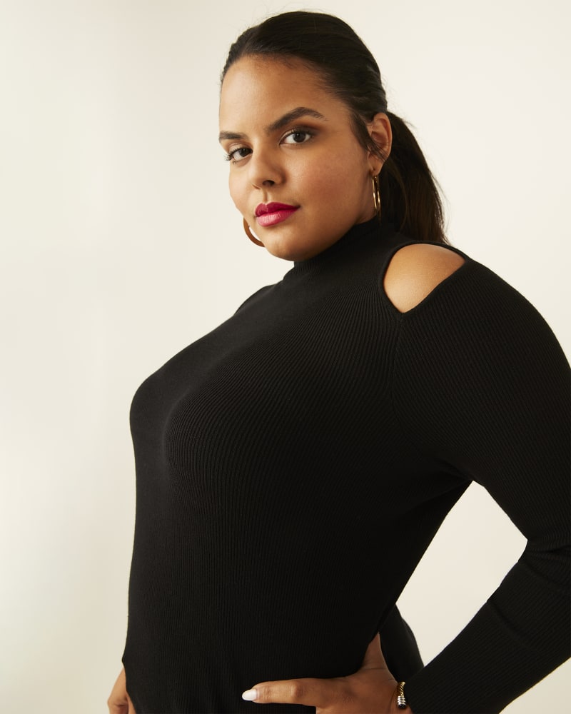 Sybil Plus Size Cold Shoulder Sweater Black